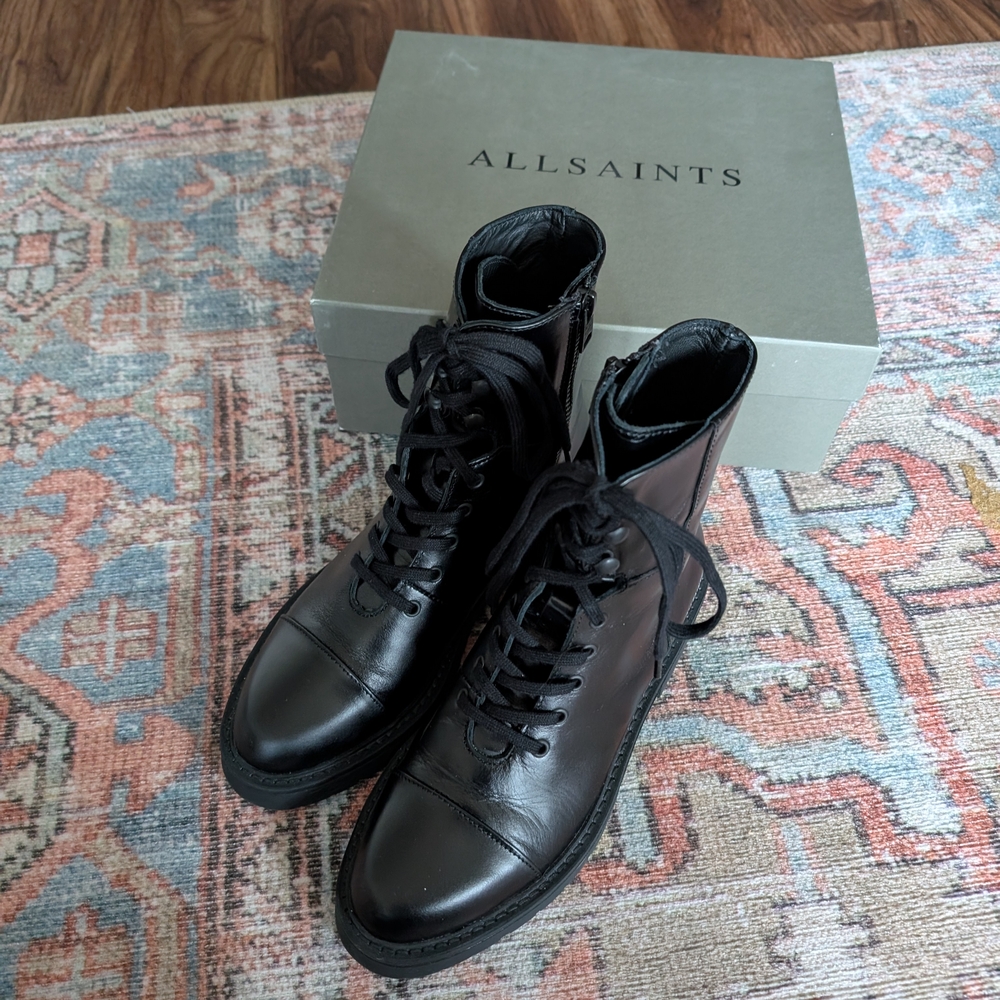 All Saints Black Combat Boots